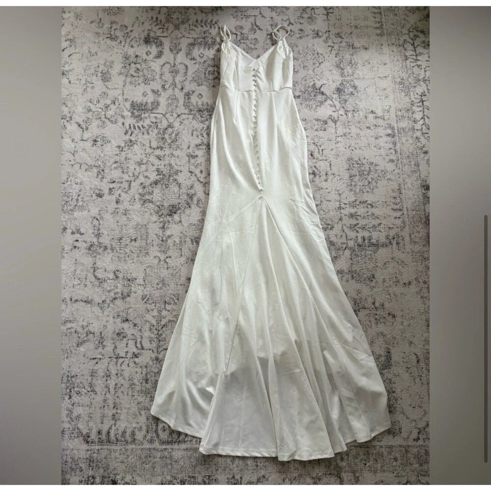 Lulus Feeling of Forever White Sleeveless Mermaid Maxi Dress Size Small Wedding - Picture 3 of 8
